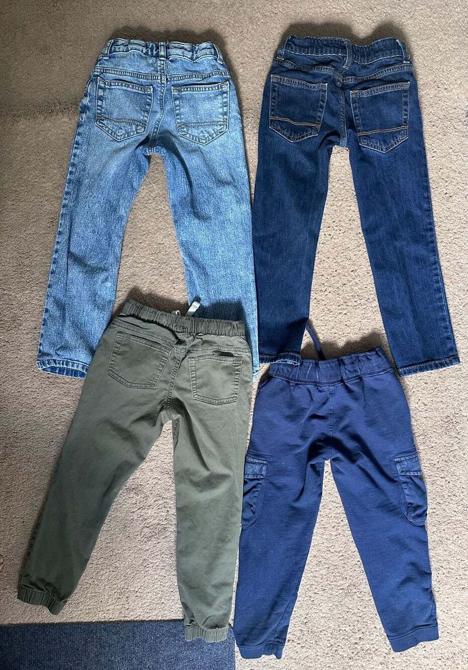 Lot of 4 Cat & Jack Toddler Boys Pants Denim Jeans Joggers and Cargo XS 4/5 5T